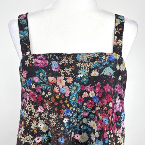 Anthropologie Geisha Designs Floral Organdy Midi Dress Size Medium Sequin Party - Picture 4 of 16